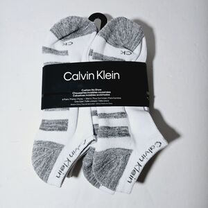 Calvin Klein No Show Socks 6-Pair Men's Cushion White Gray Size 7-12 NWT